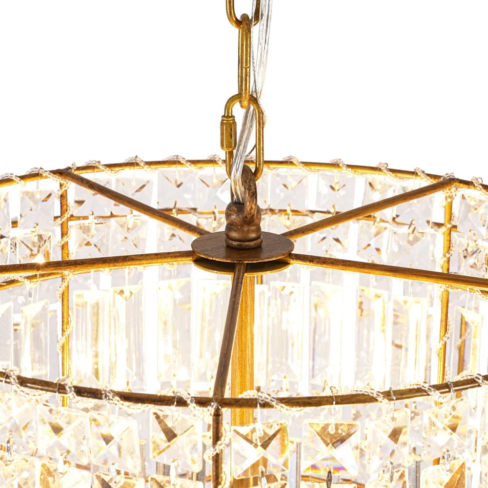 Luxe Antique Bronze Tiered Crystal Drum Cage Chandelier - Image 12