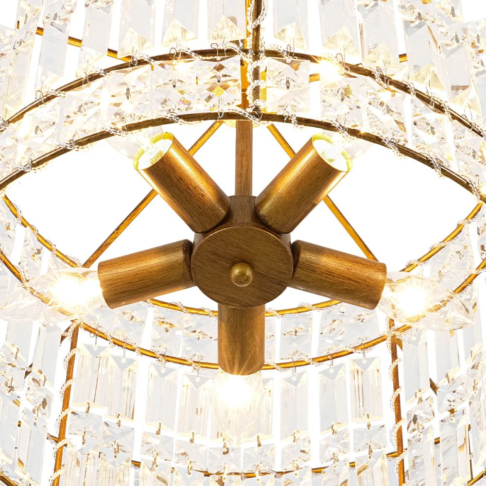 Luxe Antique Bronze Tiered Crystal Drum Cage Chandelier - Image 13