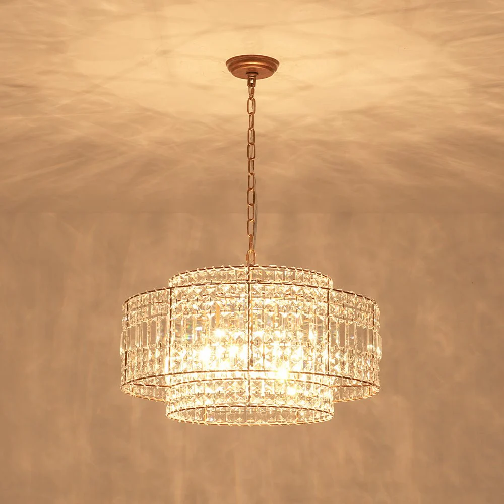 Luxe Antique Bronze Tiered Crystal Drum Cage Chandelier - Image 16