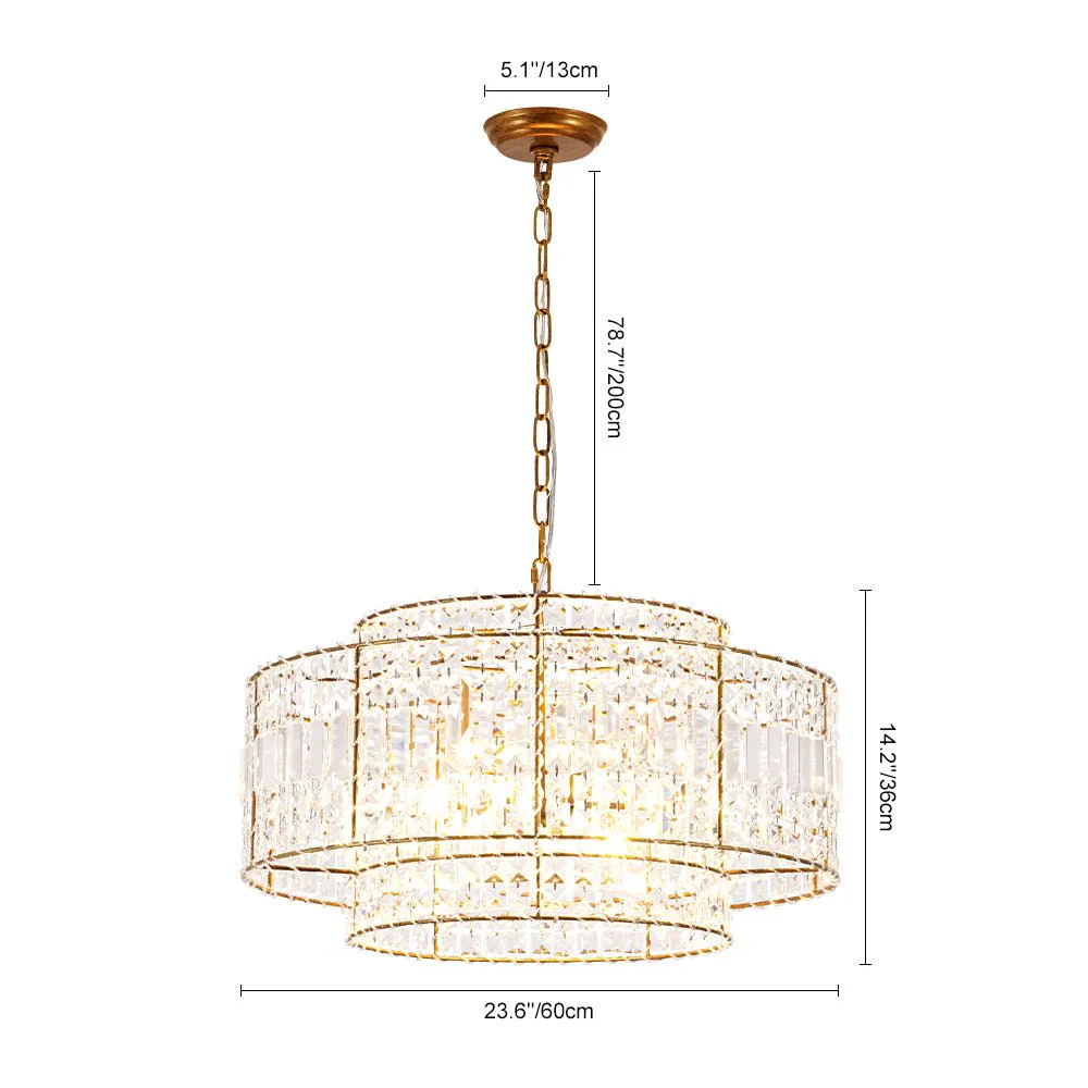 Luxe Antique Bronze Tiered Crystal Drum Cage Chandelier - Image 18