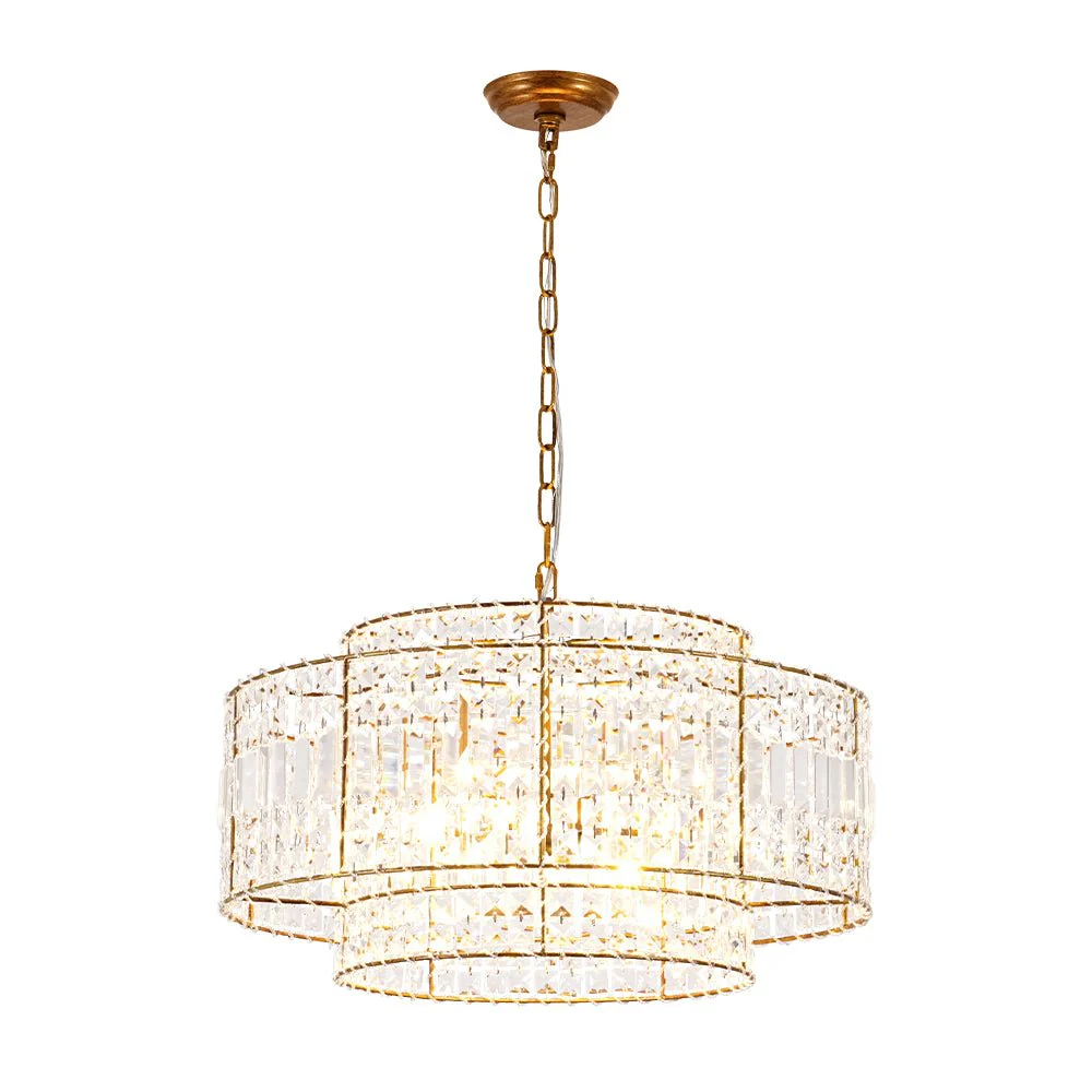 Luxe Antique Bronze Tiered Crystal Drum Cage Chandelier - Image 3