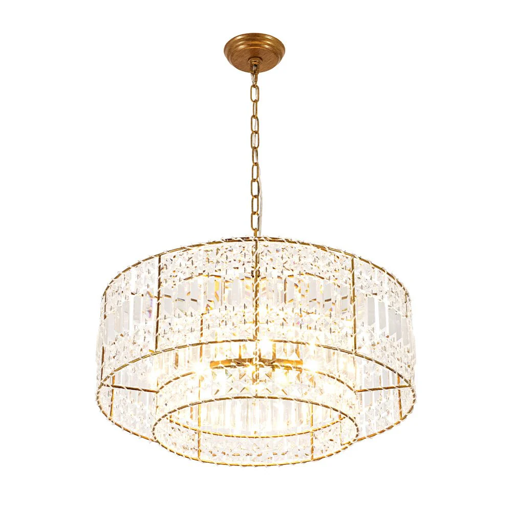 Luxe Antique Bronze Tiered Crystal Drum Cage Chandelier - Image 7