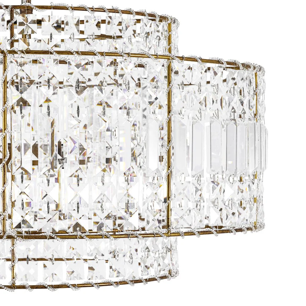 Luxe Antique Bronze Tiered Crystal Drum Cage Chandelier - Image 8