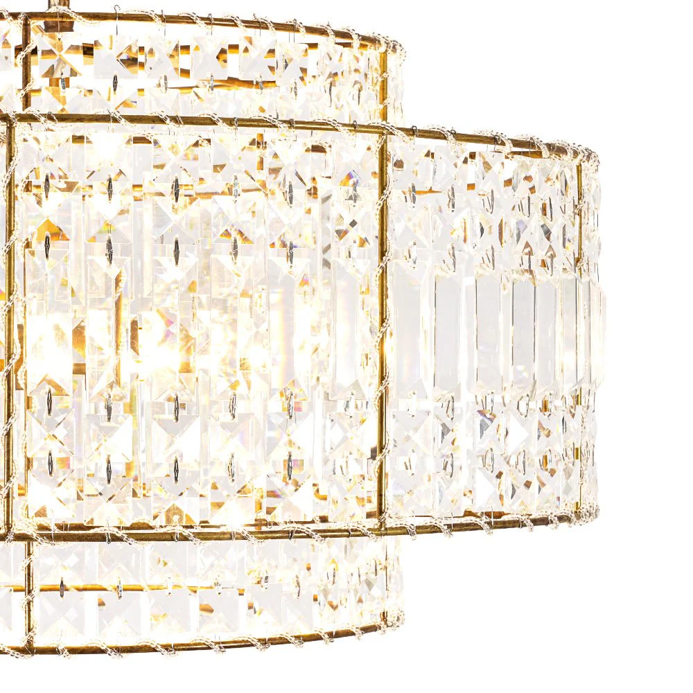 Luxe Antique Bronze Tiered Crystal Drum Cage Chandelier - Image 9