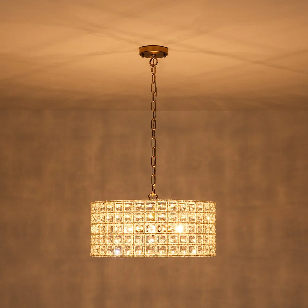 (OpenBox) French Luxury Brass Crystal Drum Cage Chandelier - Image 10