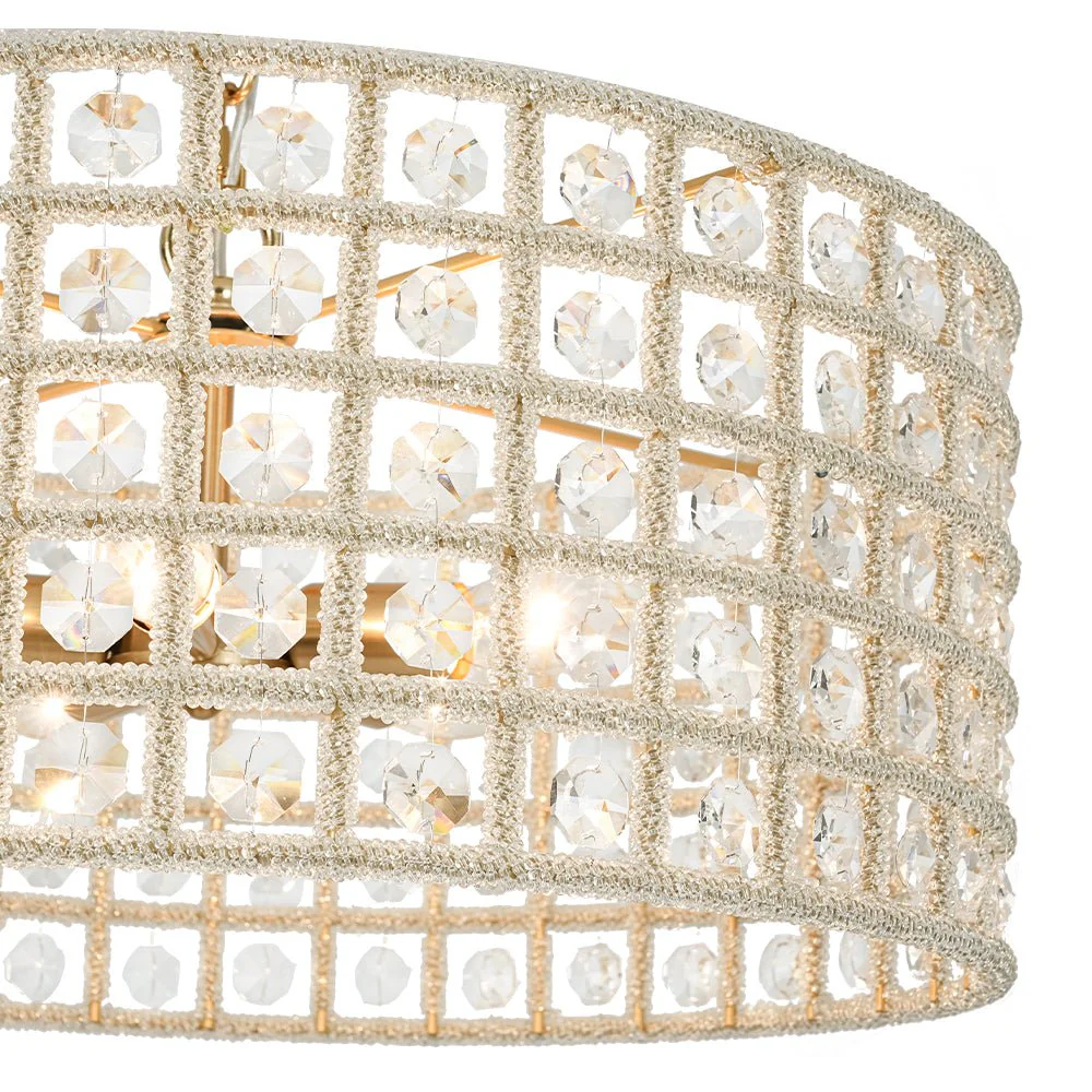 (OpenBox) French Luxury Brass Crystal Drum Cage Chandelier - Image 11