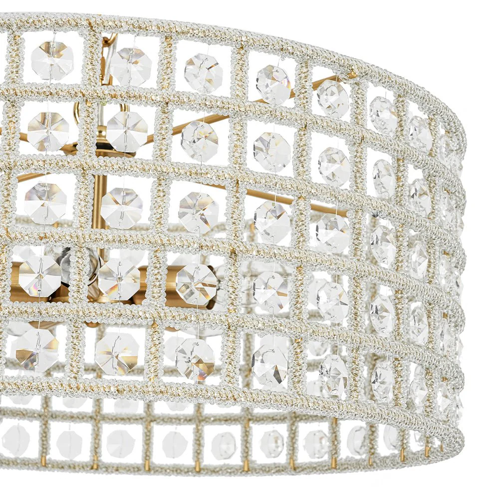 (OpenBox) French Luxury Brass Crystal Drum Cage Chandelier - Image 12