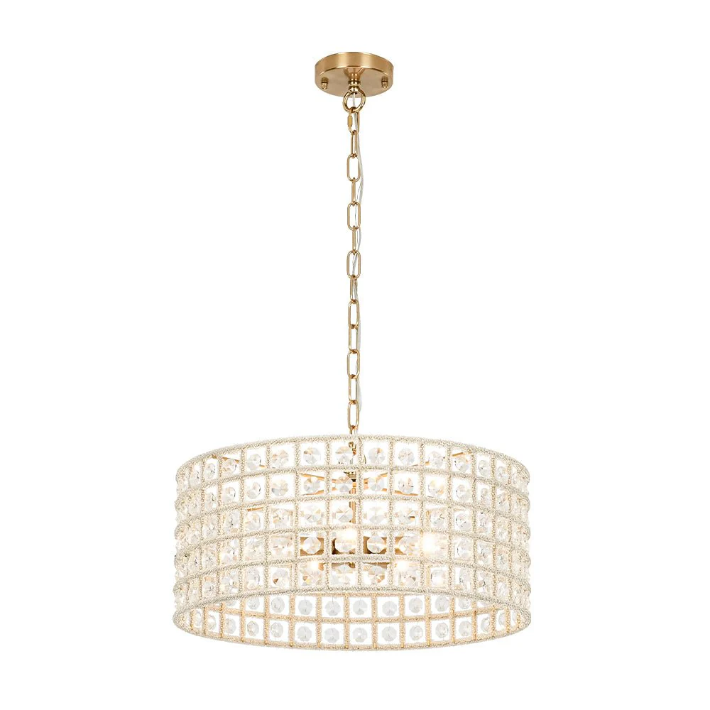 (OpenBox) French Luxury Brass Crystal Drum Cage Chandelier - Image 4
