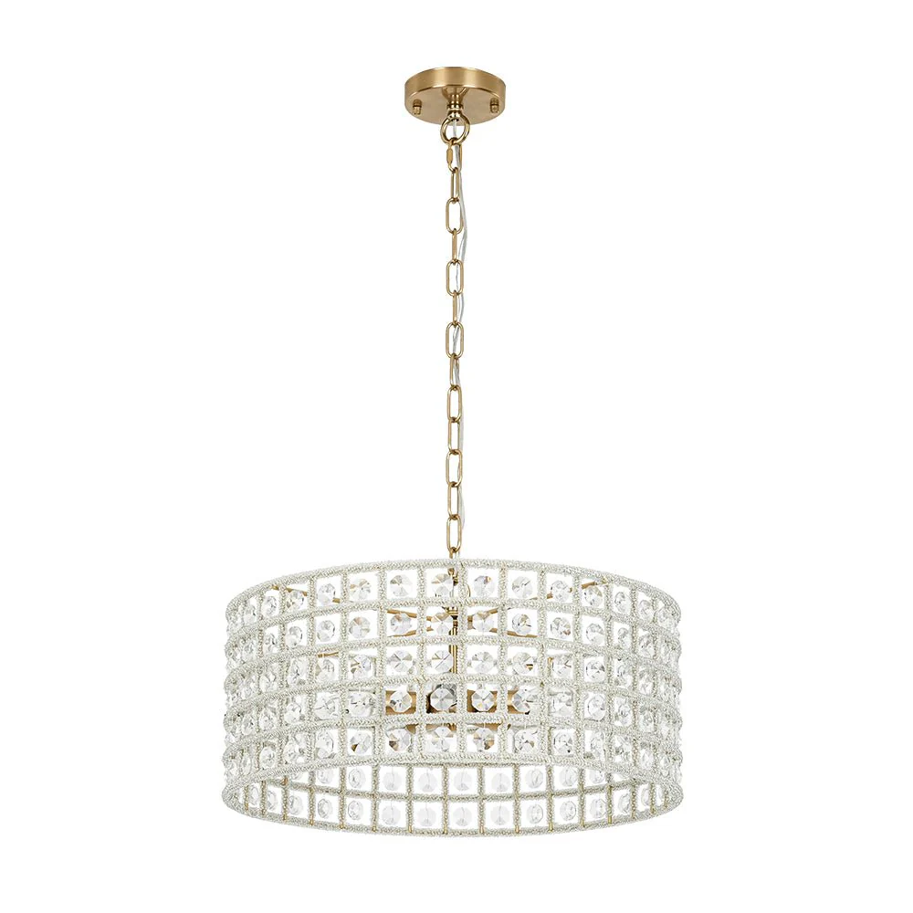 (OpenBox) French Luxury Brass Crystal Drum Cage Chandelier - Image 5