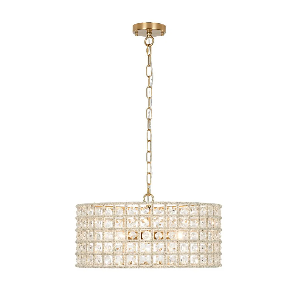 (OpenBox) French Luxury Brass Crystal Drum Cage Chandelier - Image 6