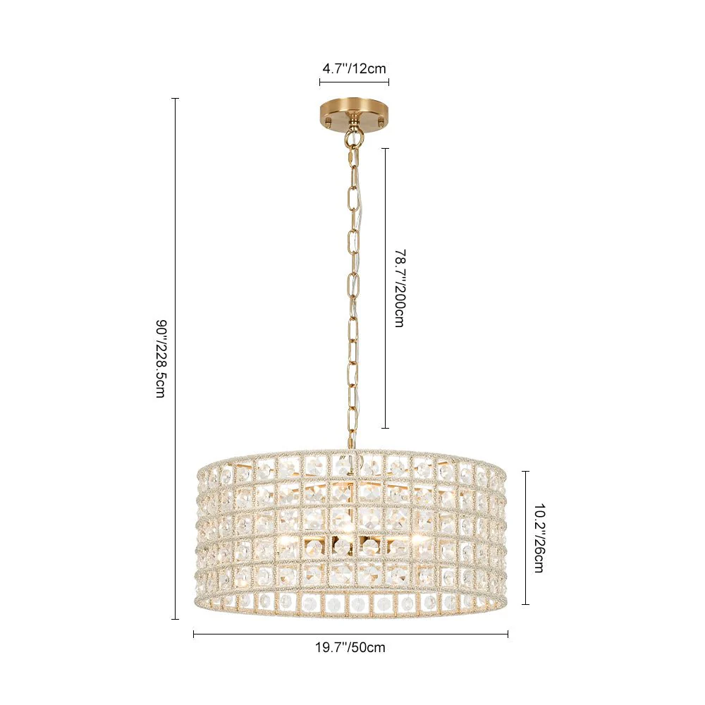 (OpenBox) French Luxury Brass Crystal Drum Cage Chandelier - Image 7