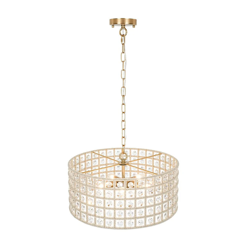 (OpenBox) French Luxury Brass Crystal Drum Cage Chandelier - Image 8