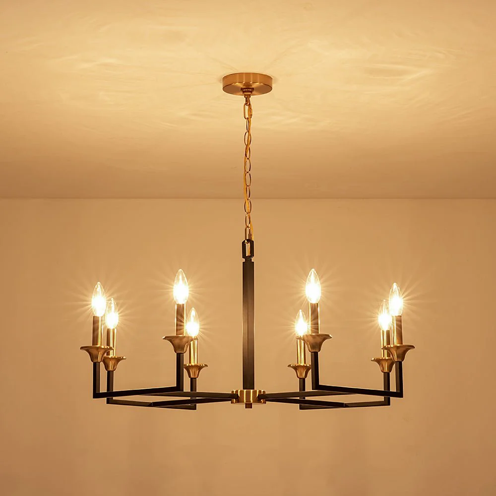 French Modern Iron 8-Light Candle Chandelier - Image 16