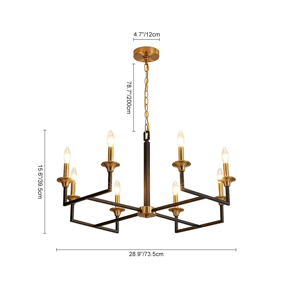 French Modern Iron 8-Light Candle Chandelier - Image 17