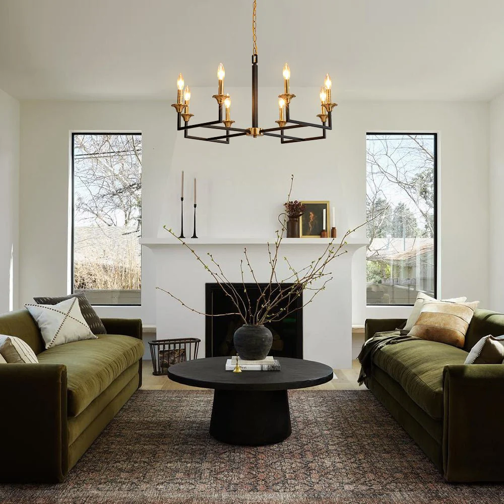 French Modern Iron 8-Light Candle Chandelier - Image 2