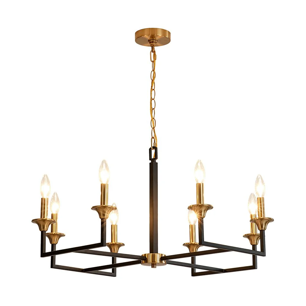 French Modern Iron 8-Light Candle Chandelier - Image 3