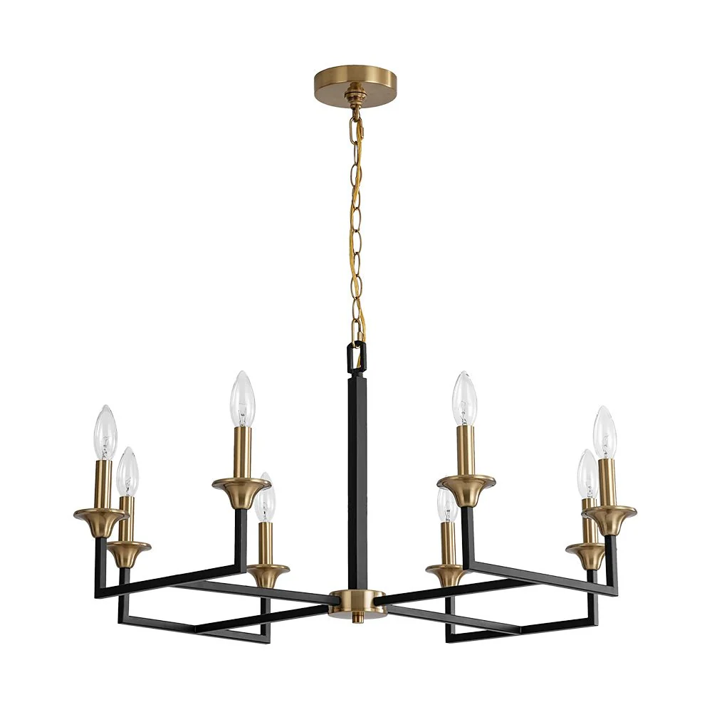 French Modern Iron 8-Light Candle Chandelier - Image 4