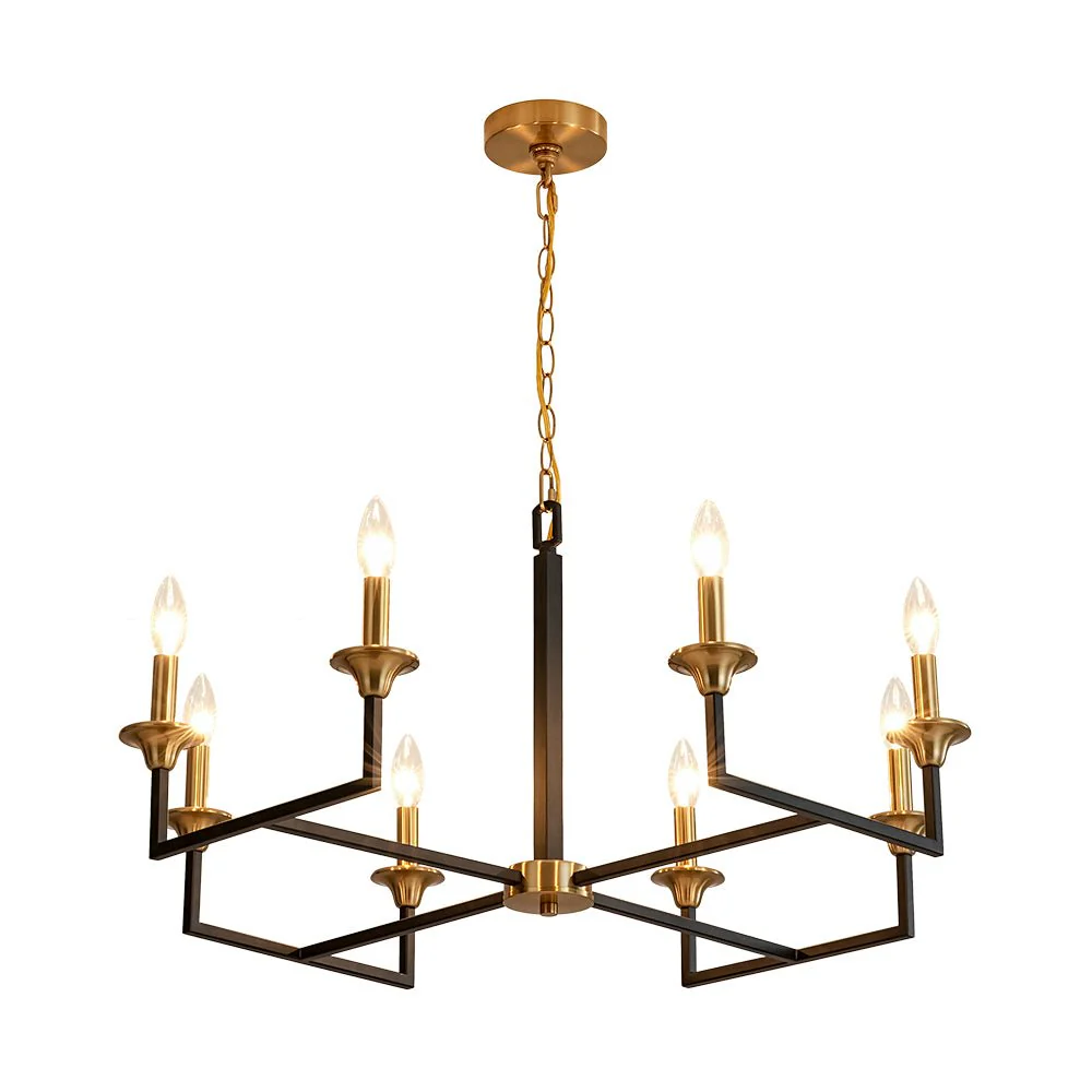 French Modern Iron 8-Light Candle Chandelier - Image 5
