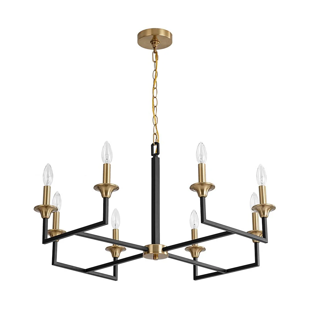 French Modern Iron 8-Light Candle Chandelier - Image 6
