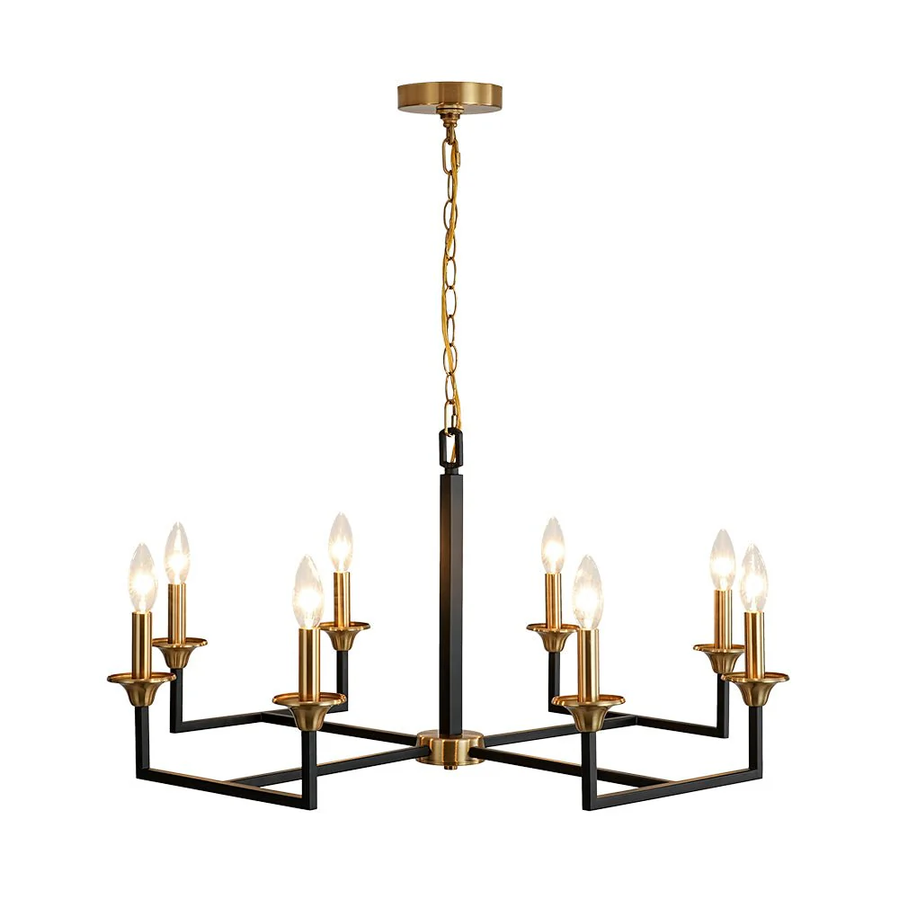 French Modern Iron 8-Light Candle Chandelier - Image 7