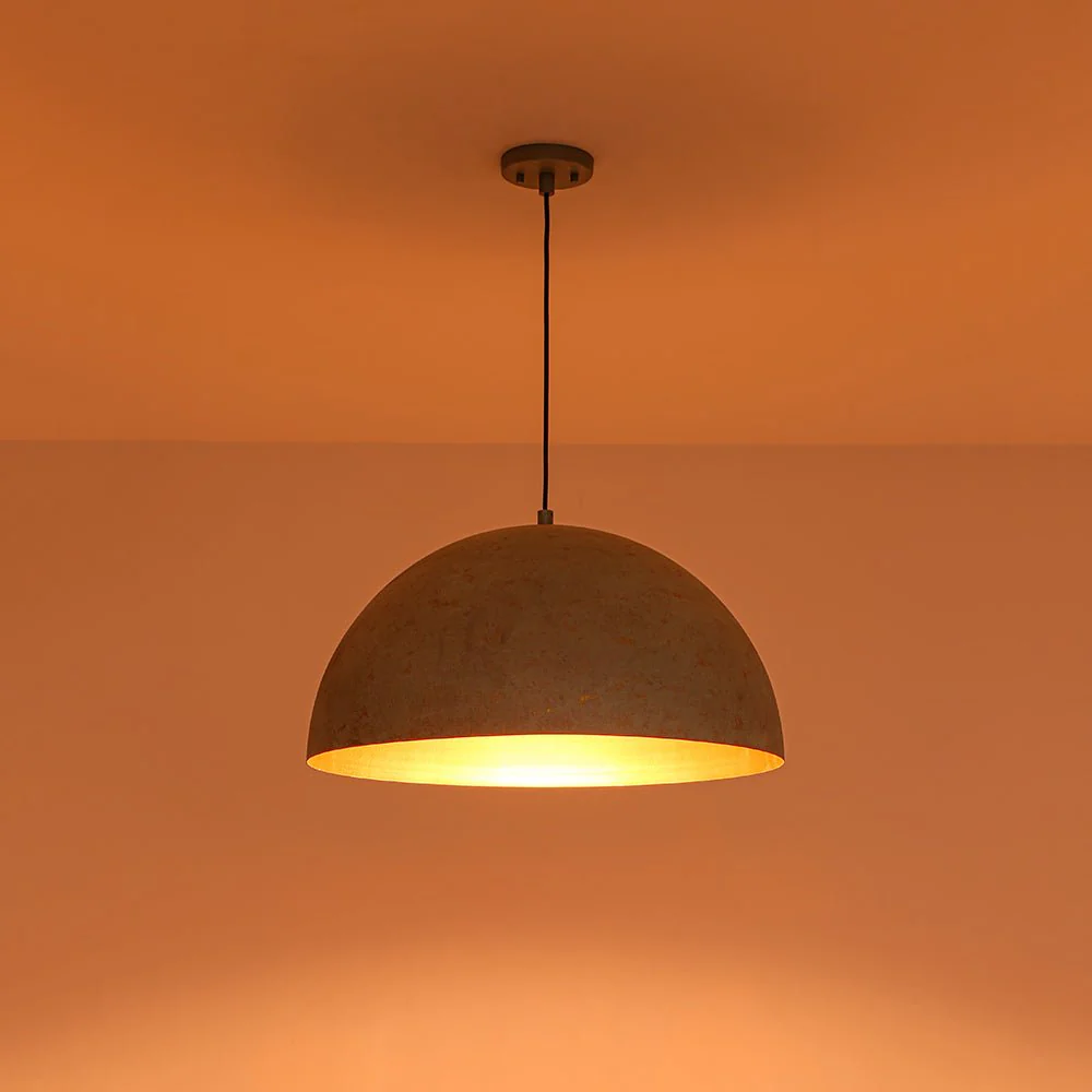 French Shabby Chic Weathered Patina Green Oversized Dome Pendant - Image 15
