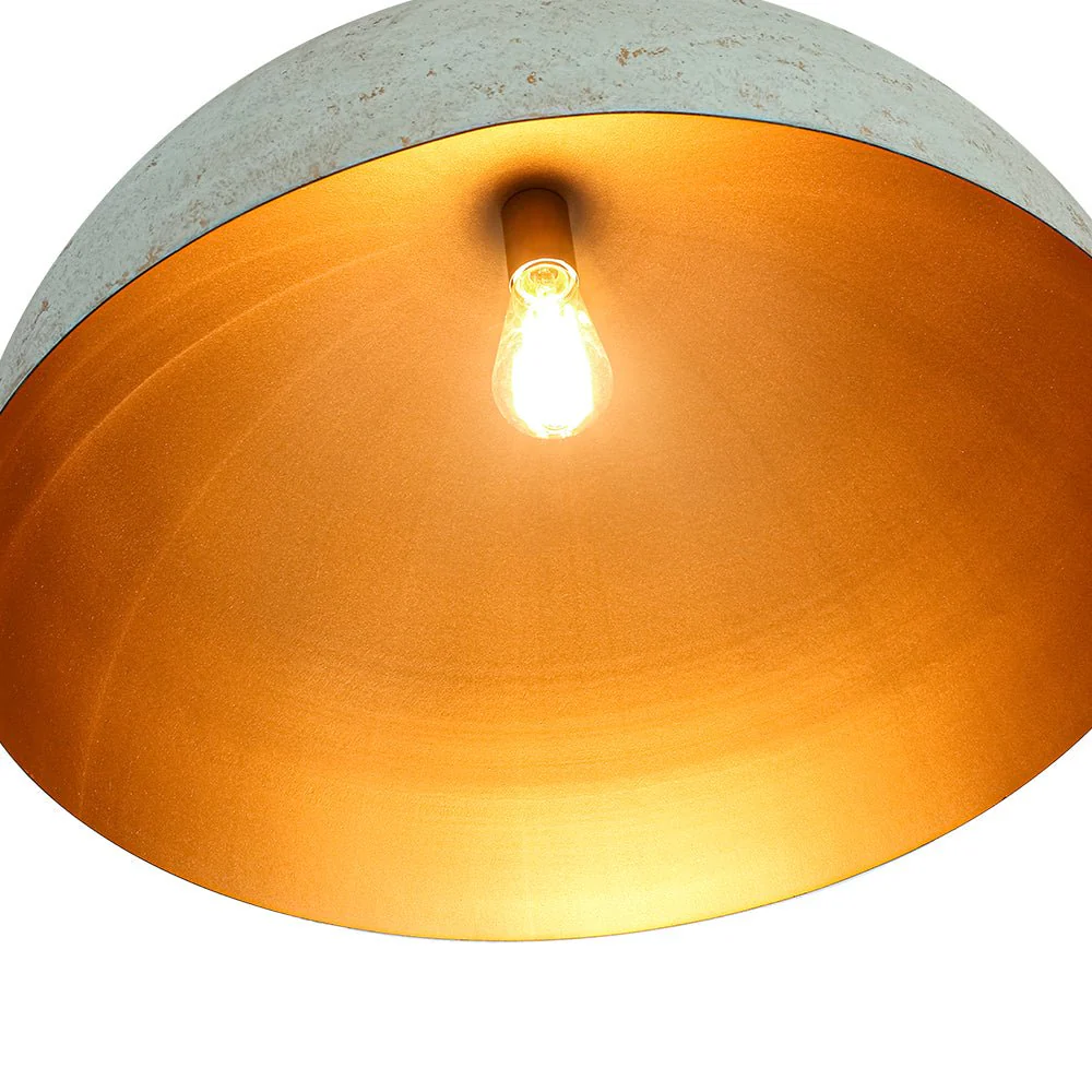 French Shabby Chic Weathered Patina Green Oversized Dome Pendant - Image 9