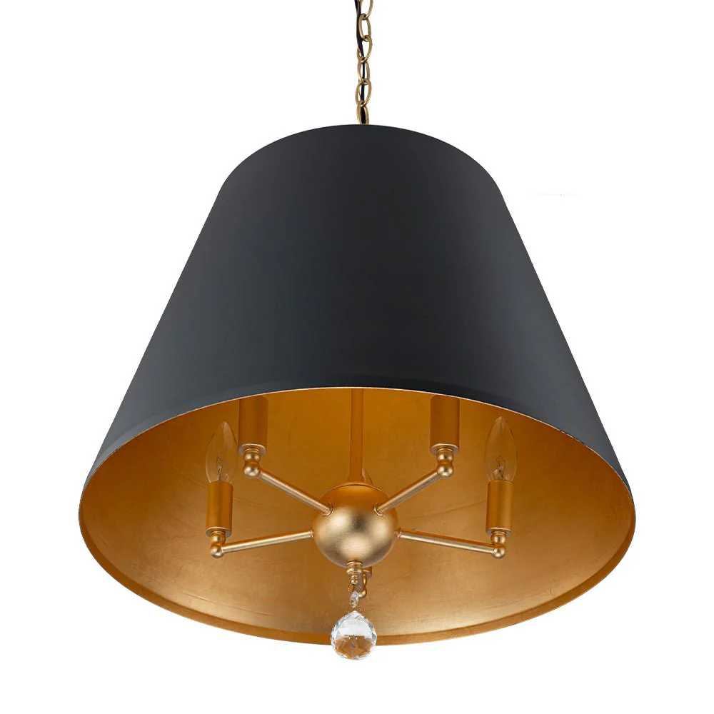 French Vintage Black Gold Iron Drum Cage Chandelier - Image 16