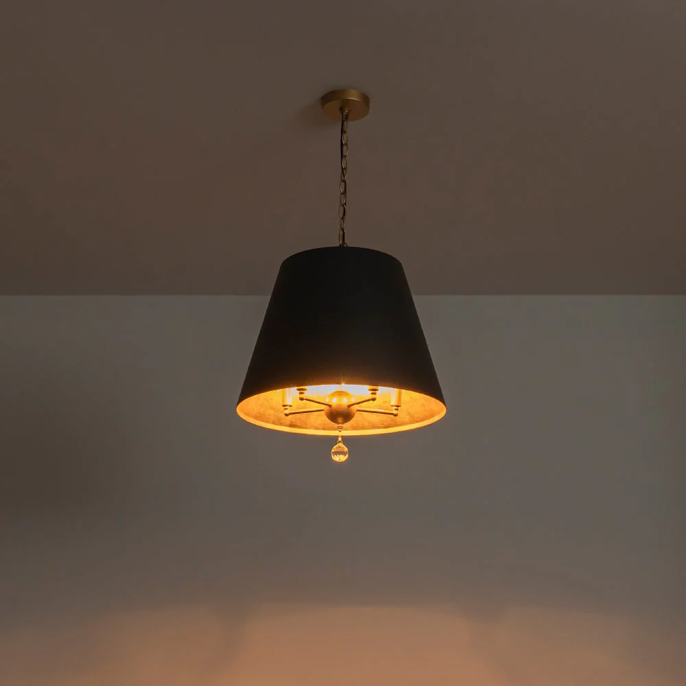 French Vintage Black Gold Iron Drum Cage Chandelier - Image 18