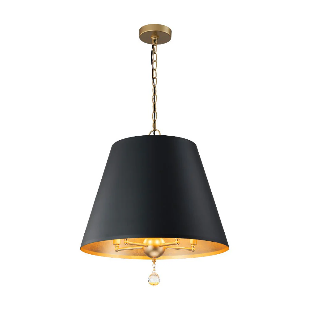 French Vintage Black Gold Iron Drum Cage Chandelier - Image 5