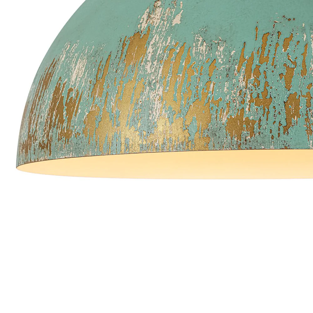 French Vintage Weathered Gilded Oversized Iron Dome Pendant - Image 13
