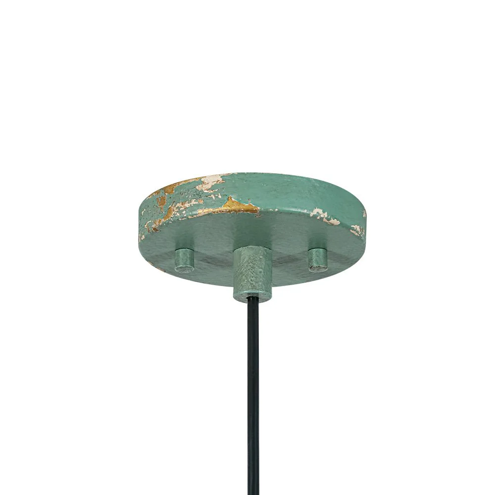 French Vintage Weathered Gilded Oversized Iron Dome Pendant - Image 15