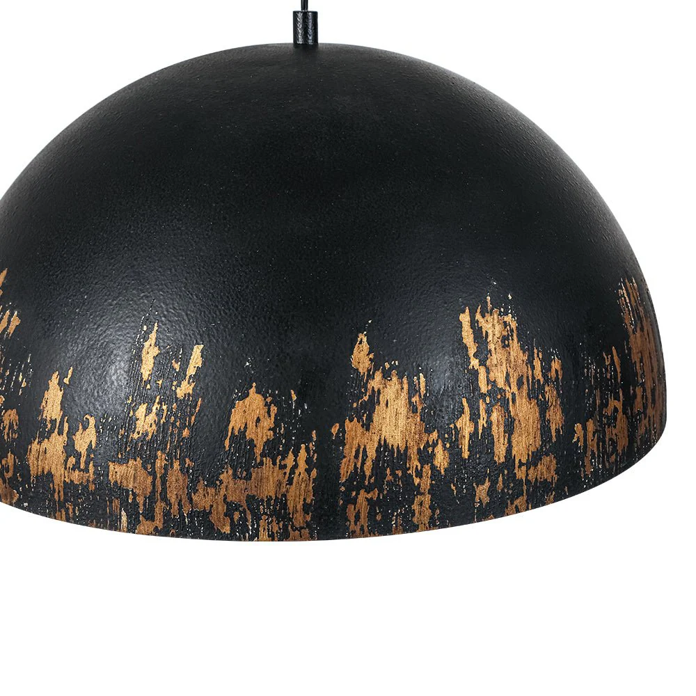 French Vintage Weathered Gilded Oversized Iron Dome Pendant - Image 32