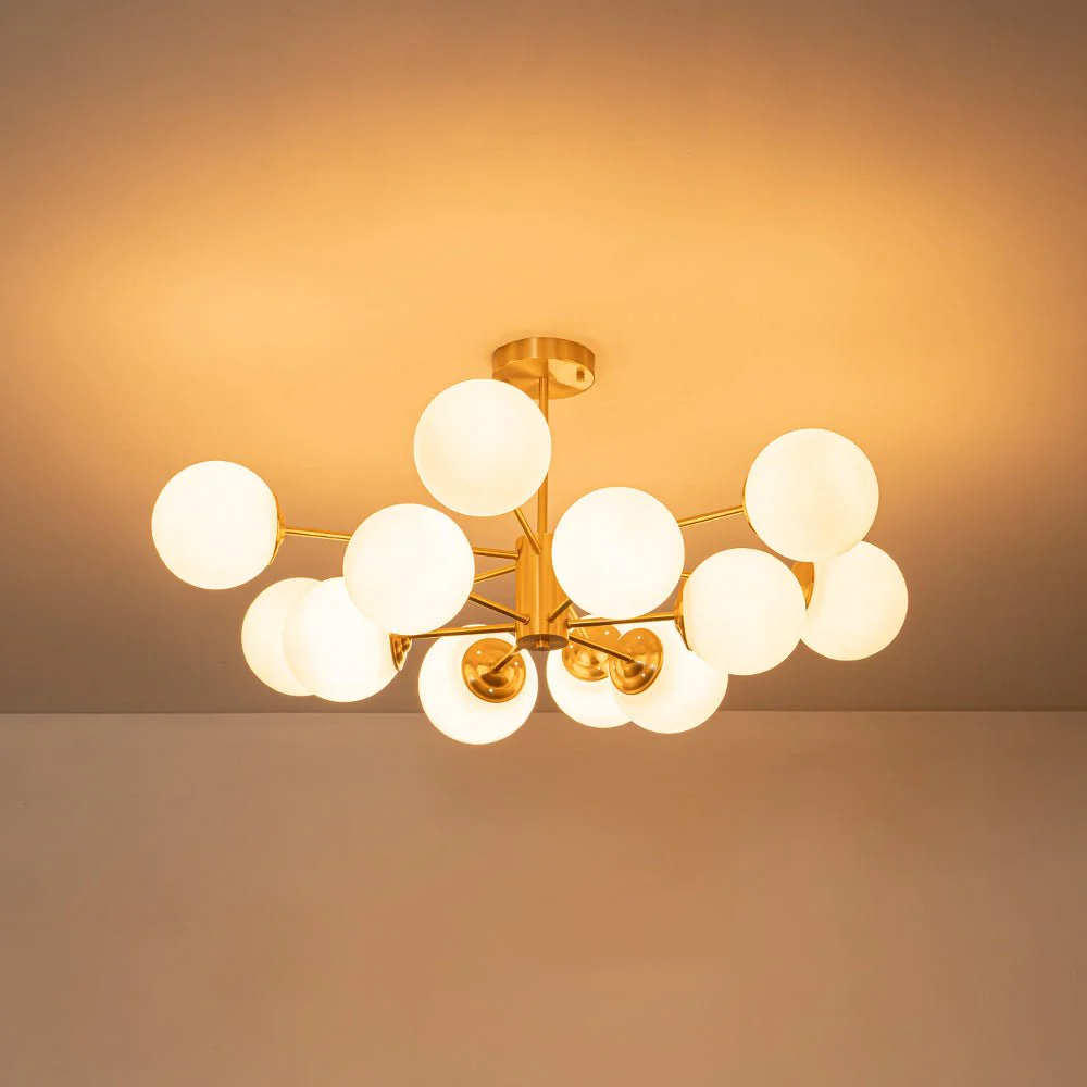 Frosted Glass Bubble 2-Tier Sputnik Semi Flush Chandelier - Image 10