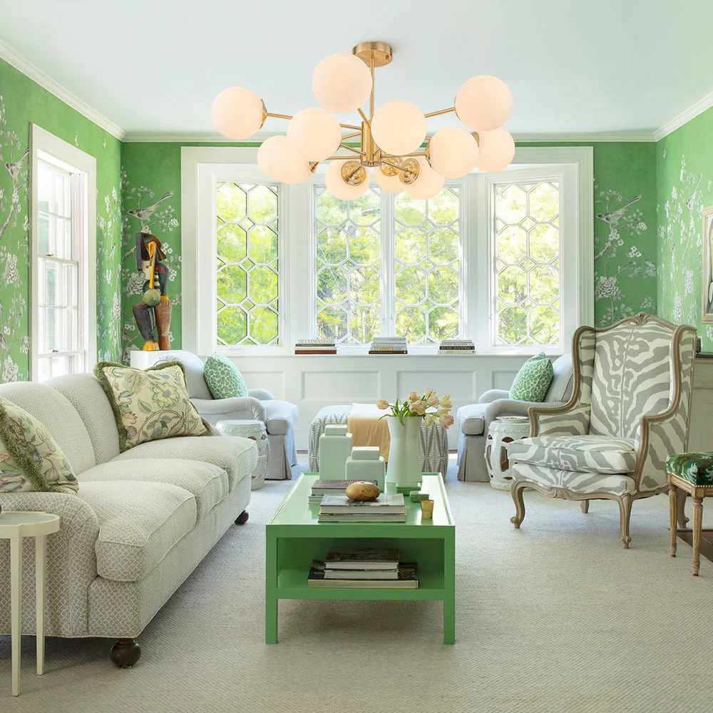 Frosted Glass Bubble 2-Tier Sputnik Semi Flush Chandelier - Image 2