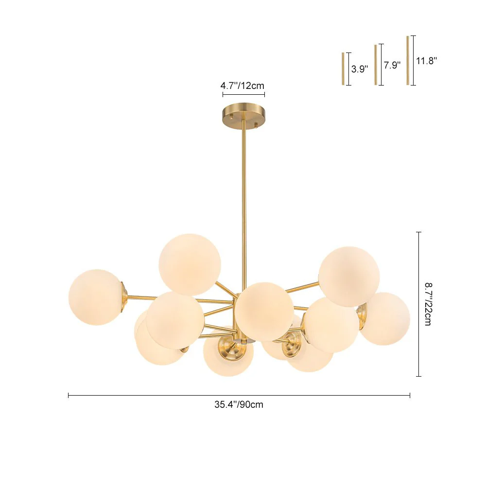 Frosted Glass Bubble 2-Tier Sputnik Semi Flush Chandelier - Image 8