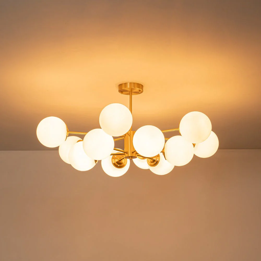 Frosted Glass Bubble 2-Tier Sputnik Semi Flush Chandelier - Image 9