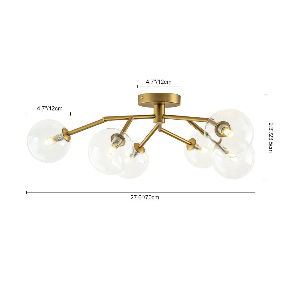 Funky Branch Style 6-Light Clear Glass Bubble Semi Flush Mount - Image 11