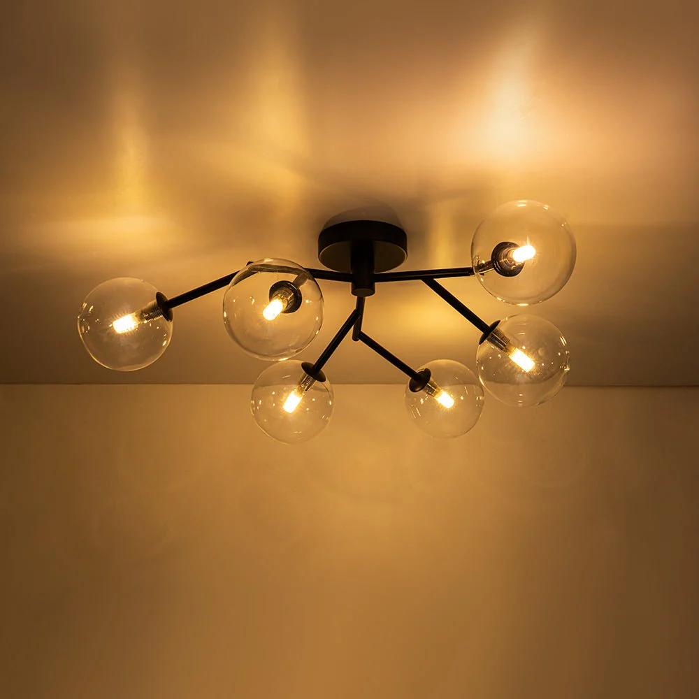 Funky Branch Style 6-Light Clear Glass Bubble Semi Flush Mount - Image 25