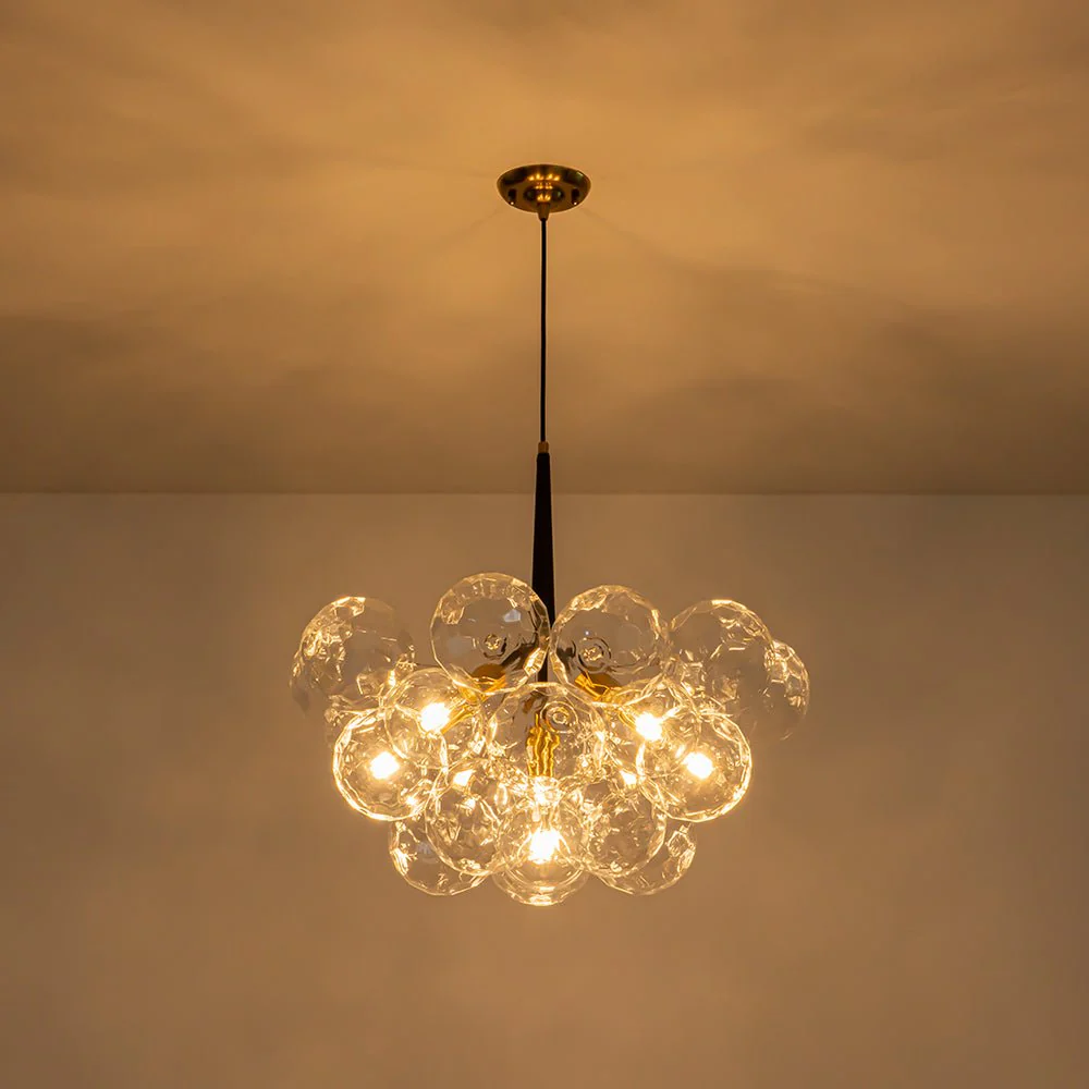 Funky Cluster Clear Faceted Glass Orb Bubble Chandelier - Image 10