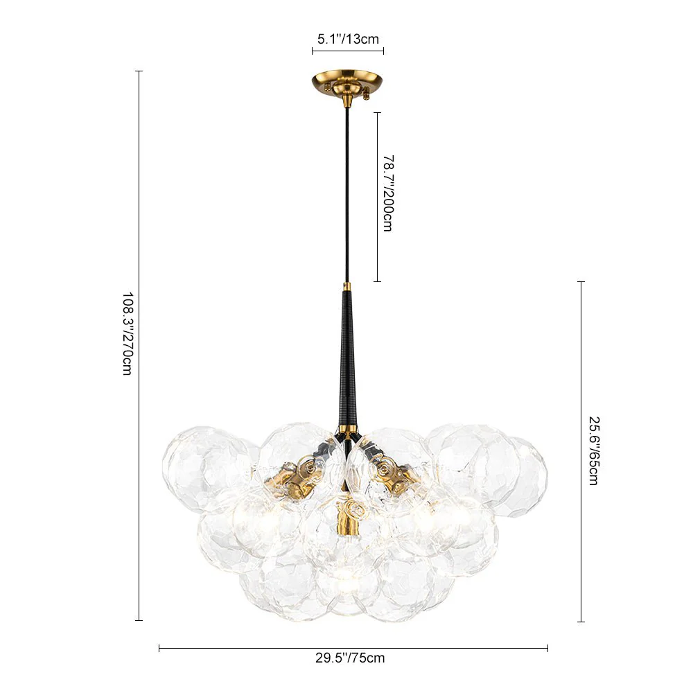 Funky Cluster Clear Faceted Glass Orb Bubble Chandelier - Image 11