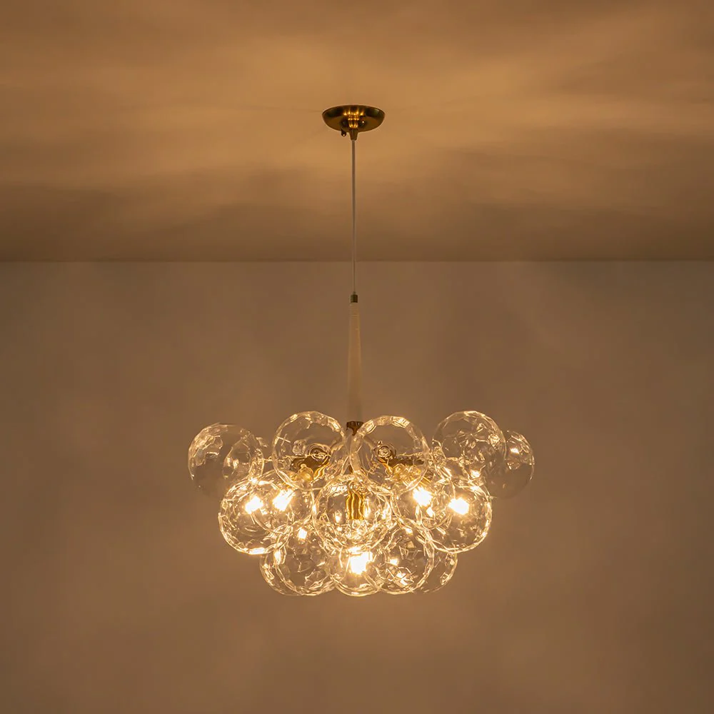 Funky Cluster Clear Faceted Glass Orb Bubble Chandelier - Image 14