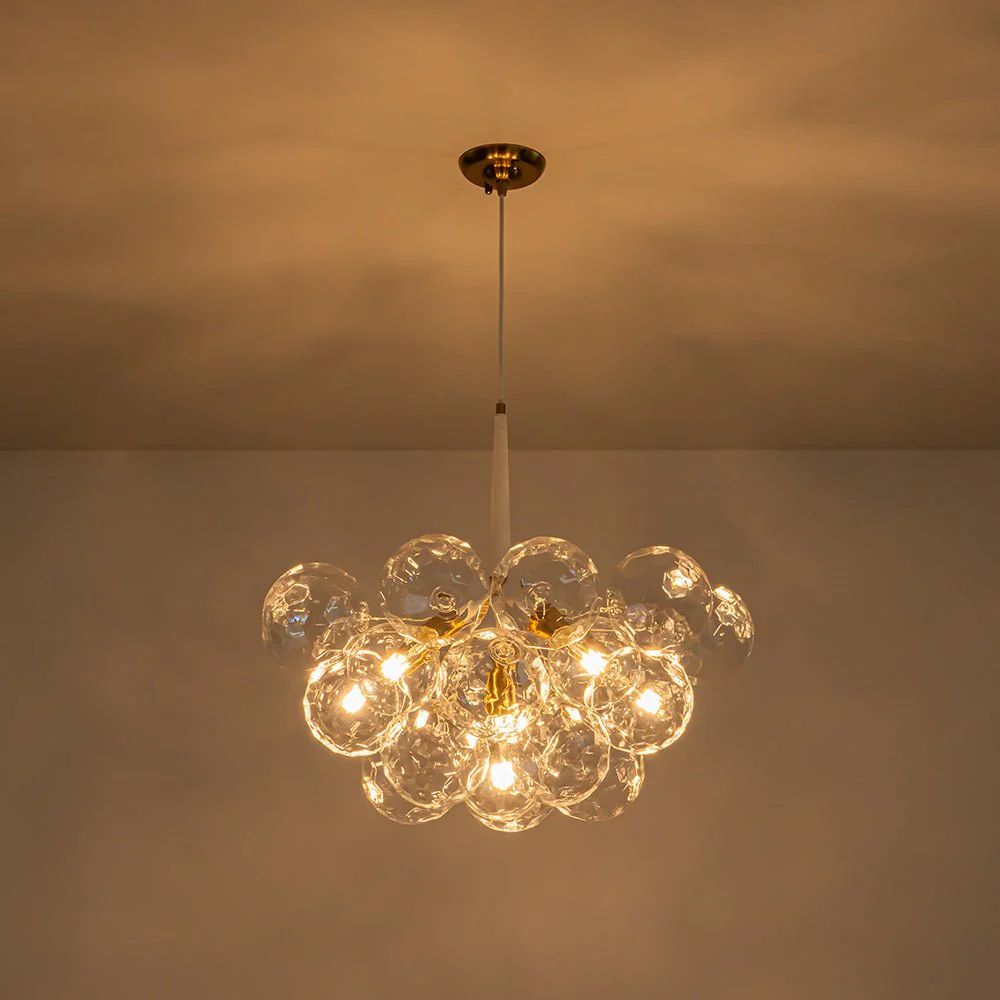Funky Cluster Clear Faceted Glass Orb Bubble Chandelier - Image 15