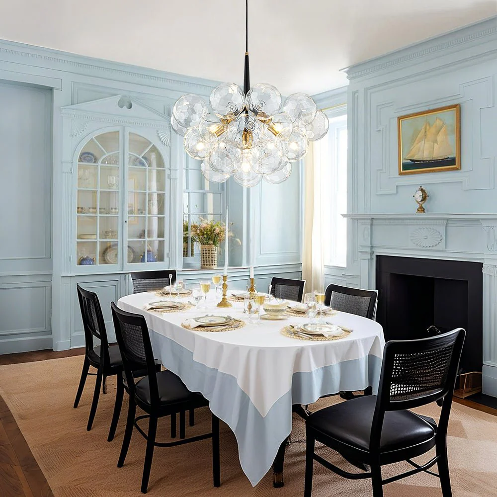 Funky Cluster Clear Faceted Glass Orb Bubble Chandelier - Image 4