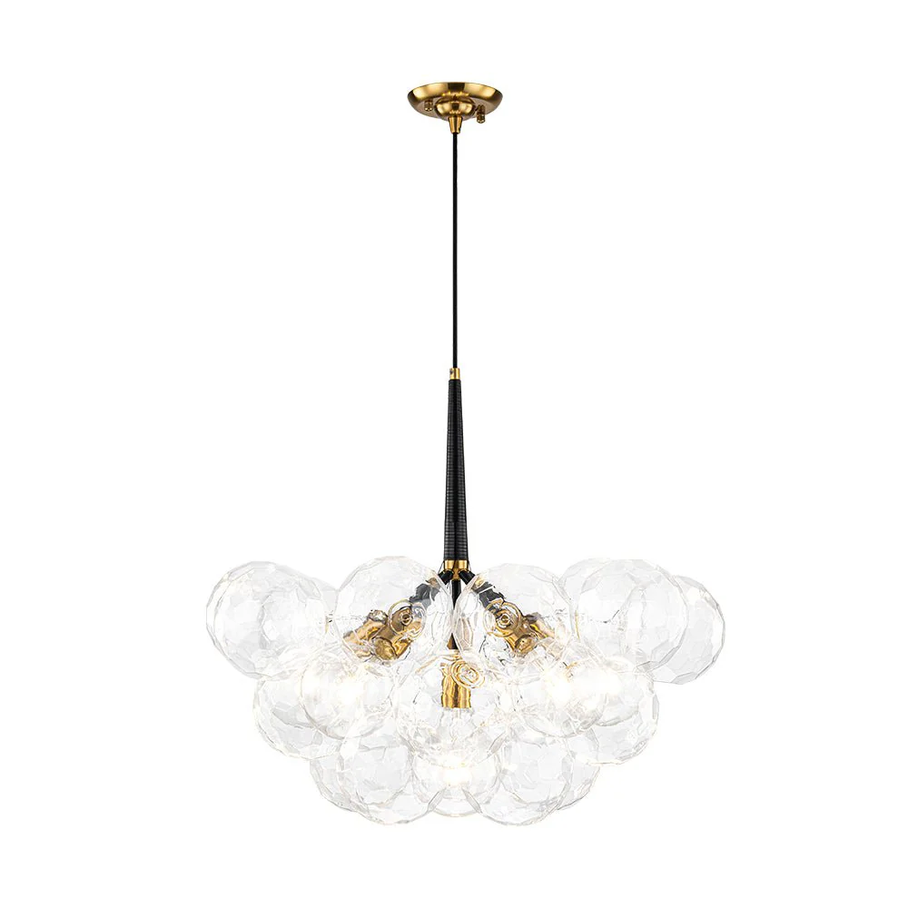 Funky Cluster Clear Faceted Glass Orb Bubble Chandelier - Image 5