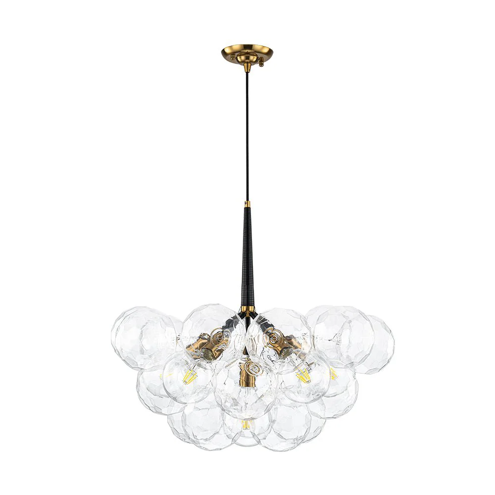 Funky Cluster Clear Faceted Glass Orb Bubble Chandelier - Image 6