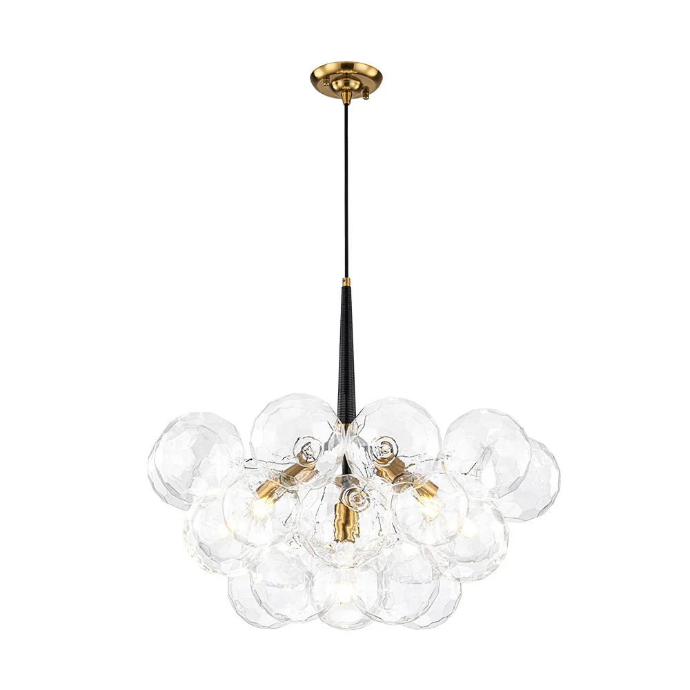 Funky Cluster Clear Faceted Glass Orb Bubble Chandelier - Image 7