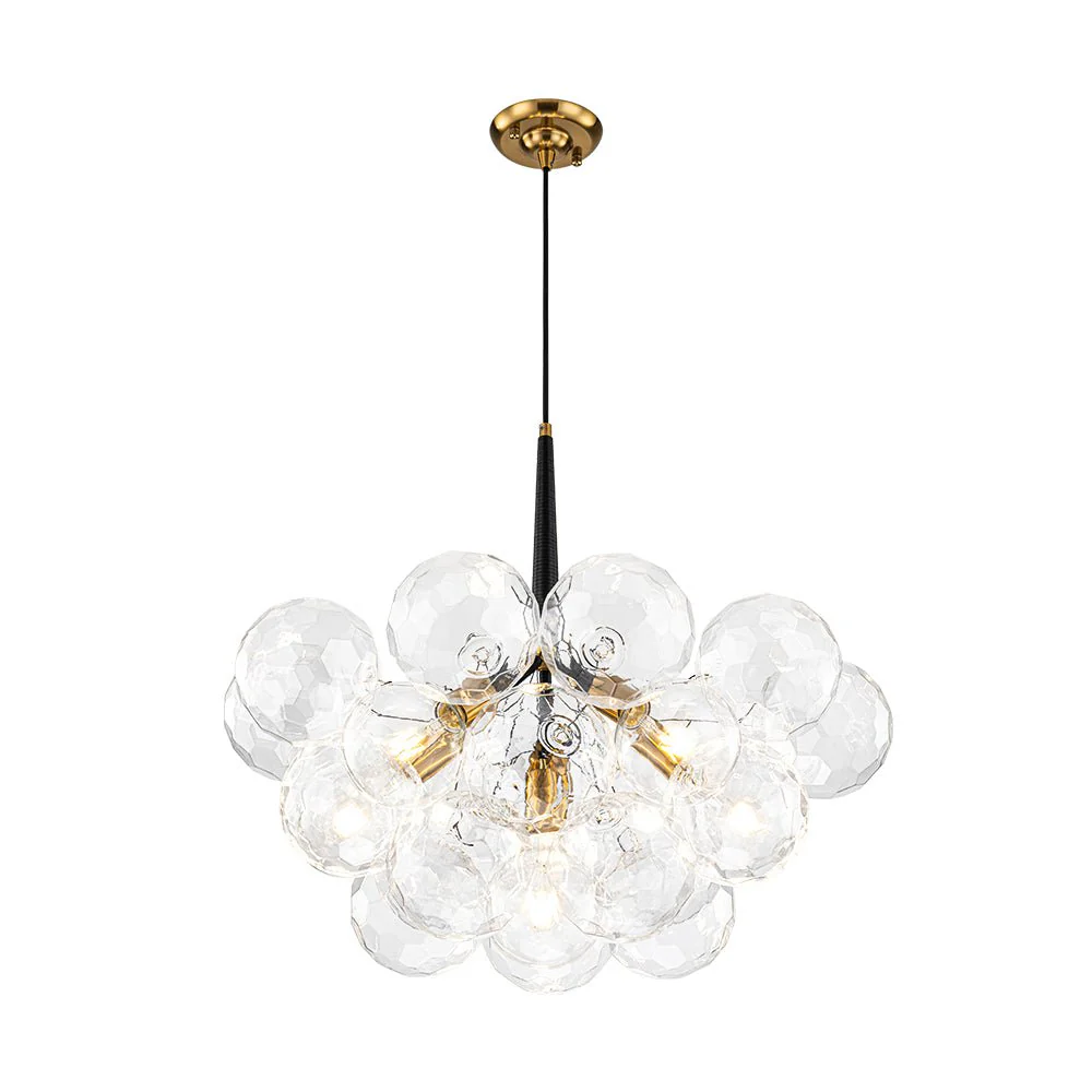 Funky Cluster Clear Faceted Glass Orb Bubble Chandelier - Image 8