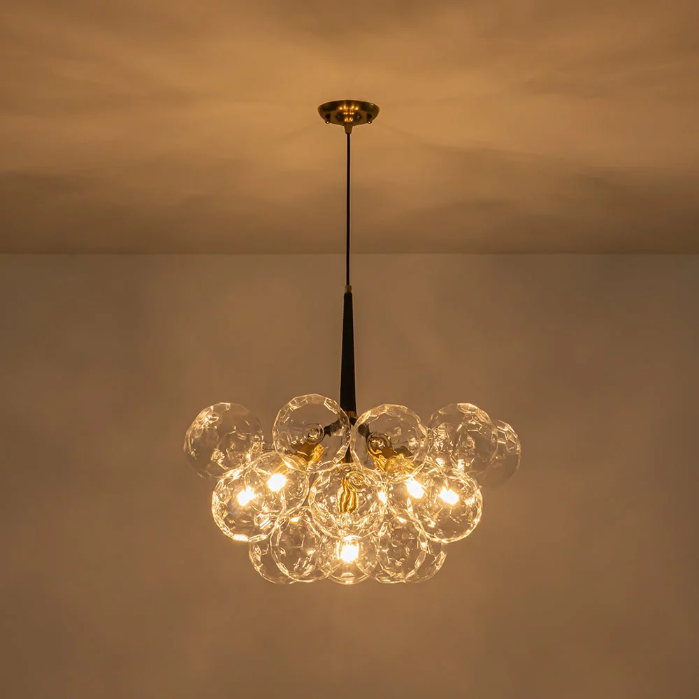 Funky Cluster Clear Faceted Glass Orb Bubble Chandelier - Image 9