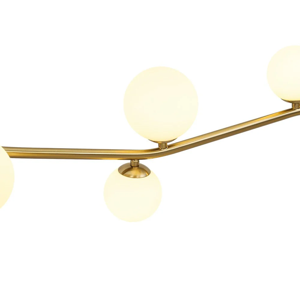 Funky Curved White Glass Bubble Linear Island Chandelier - Image 11