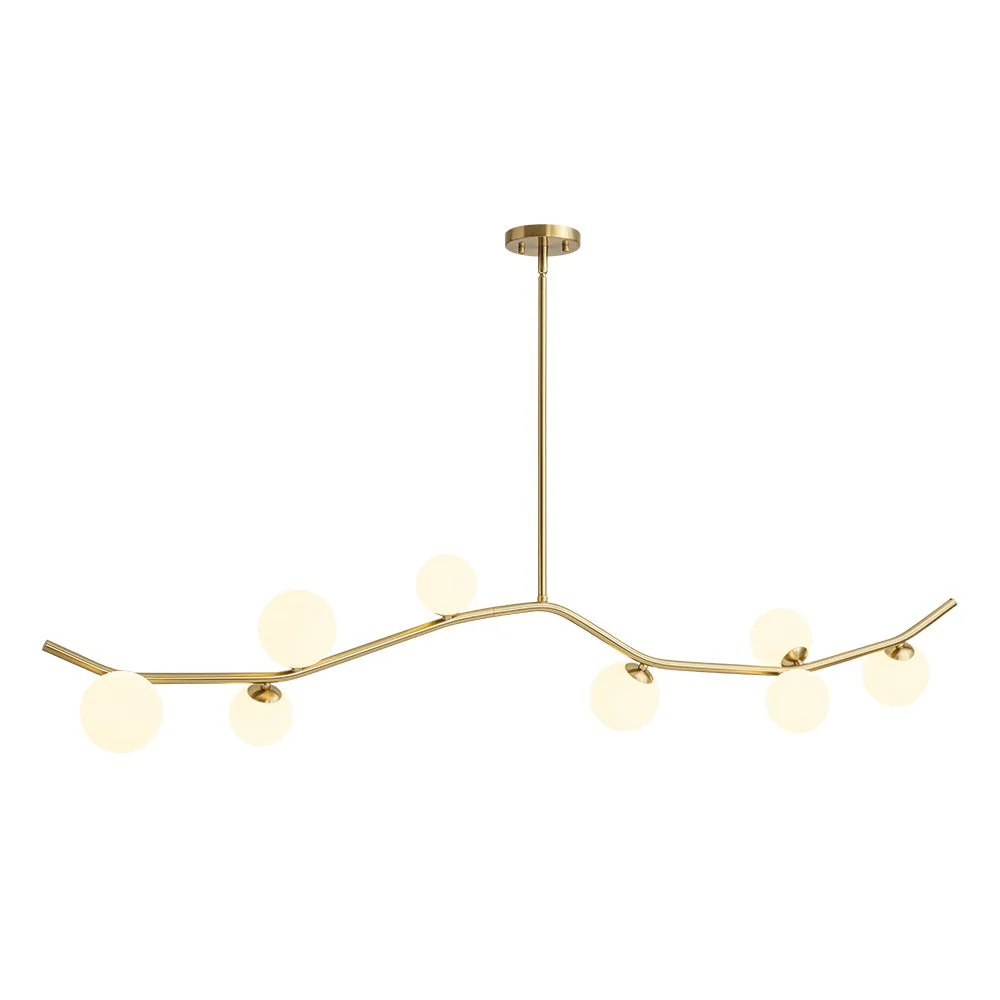Funky Curved White Glass Bubble Linear Island Chandelier - Image 3